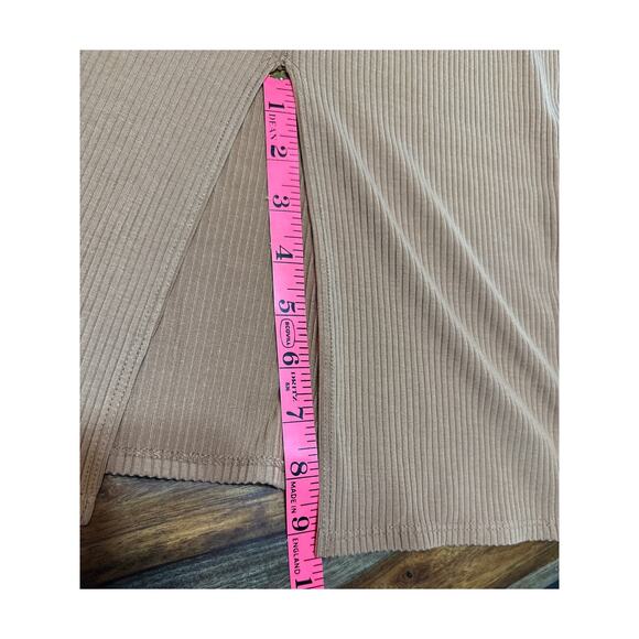 Bodycon Ribbed Knit Dress Size Large Butterscotch Back Slit Reformation Bleeker - Picture 14 of 14